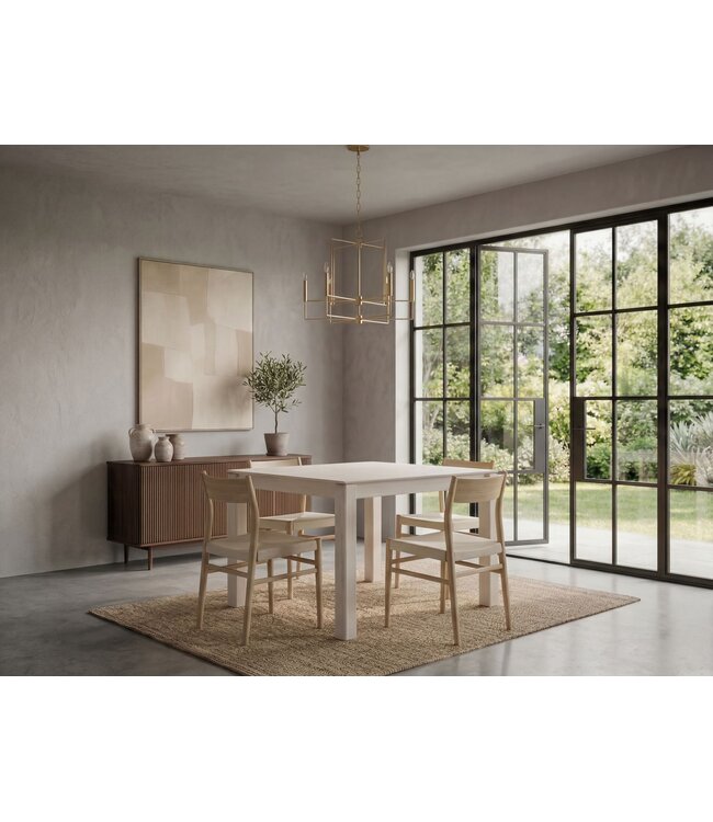 Wohnling Eettafel Massief Hout Mango 80x80 cm White Wash - Vierkante Eetkamertafel Hout - Moderne Keukentafel voor 4 Personen - Stabiele Houten Tafel - Tafel voor Eetkamer Bistrotafel Handgemaakt
