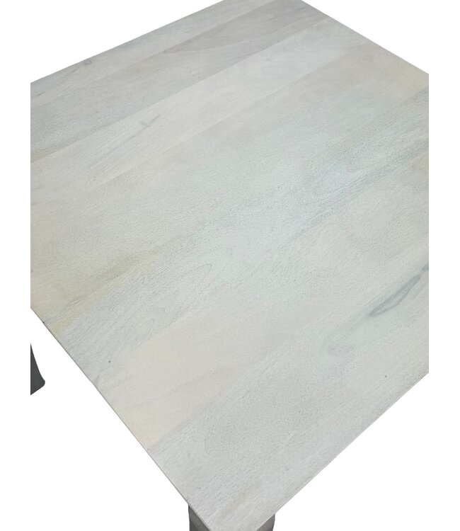 Wohnling Eettafel Massief Hout Mango 80x80 cm White Wash - Vierkante Eetkamertafel Hout - Moderne Keukentafel voor 4 Personen - Stabiele Houten Tafel - Tafel voor Eetkamer Bistrotafel Handgemaakt