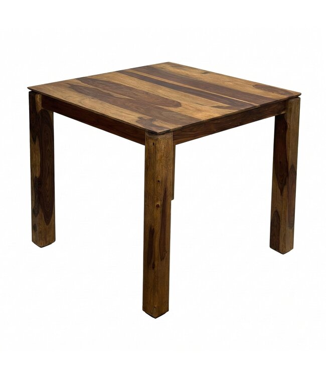 Wohnling Eettafel Massief Hout Sheesham 80x80 cm Donkerbruin - Vierkante Eetkamertafel Hout - Moderne Keukentafel voor 4 Personen - Stabiele Houten Tafel - Tafel voor Eetkamer Bistrotafel Handgemaakt