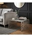 Wohnling Salontafel Aluminium Zilver 60cm Vierkante Sofatafel Metaal - Woonkamertafel Alu modern met Patroon - Design Tafel laag - Loungtafel Bijzettafel Handgemaakt