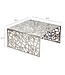 Wohnling Salontafel Aluminium Zilver 60cm Vierkante Sofatafel Metaal - Woonkamertafel Alu modern met Patroon - Design Tafel laag - Loungtafel Bijzettafel Handgemaakt