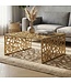 Wohnling Salontafel Aluminium Goud 60cm Vierkante Sofatafel Metaal - Woonkamertafel Alu modern met patroon - Design tafel laag - Loungtafel Bijzettafel Handgemaakt