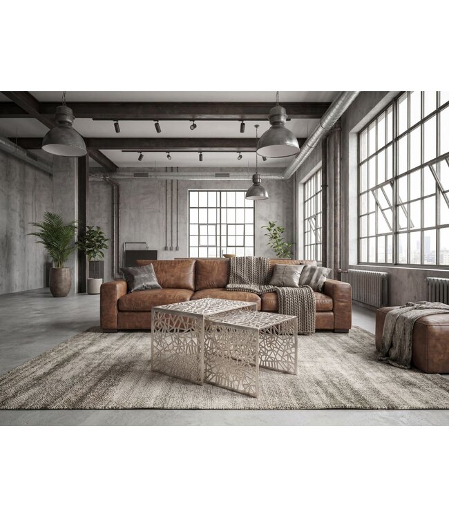 Wohnling 2-delige set salontafels aluminium zilver - Design bijzettafel set - Metalen woonkamertafel modern aluminium - Rechthoekige banktafel metaal - Loungetafel set nesttafel handgemaakt