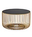 Wohnling Salontafel Glas Metaal 60cm Goud Rond - Moderne Woonkamertafel - Design Sofatafel - Loungetafel met Roosterframe - Ronde Bijzettafel Handgemaakt
