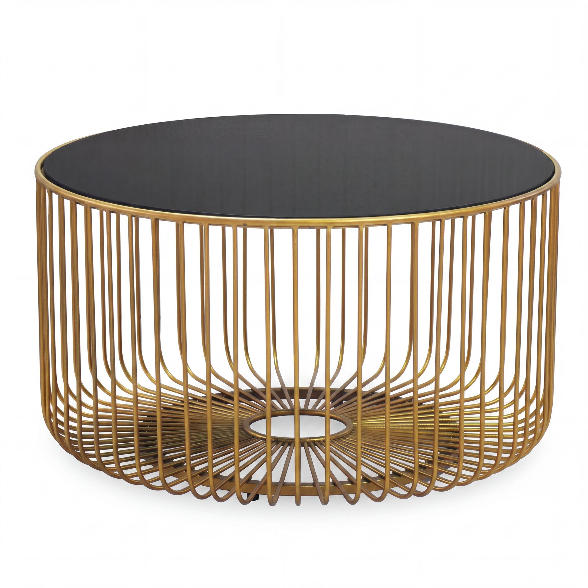 Salontafel glas metaal goud rond 60 cm