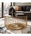 Wohnling Salontafel Glas Metaal 60cm Goud Rond - Moderne Woonkamertafel - Design Sofatafel - Loungetafel met Roosterframe - Ronde Bijzettafel Handgemaakt