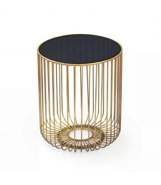 Wohnling Bijzettafel glas metaal goud rond 40 cm - WL7.508