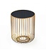 Wohnling Bijzettafel Glas Metaal 40cm Goud Rond - Moderne Aanrechttafel - Design Salontafel Couchtafel Draadmand - Loungtafel met Roosterframe - Ronde Woonkamertafel Klein Handgemaakt