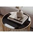 Wohnling Bijzettafel Glas Metaal 40cm Goud Rond - Moderne Aanrechttafel - Design Salontafel Couchtafel Draadmand - Loungtafel met Roosterframe - Ronde Woonkamertafel Klein Handgemaakt