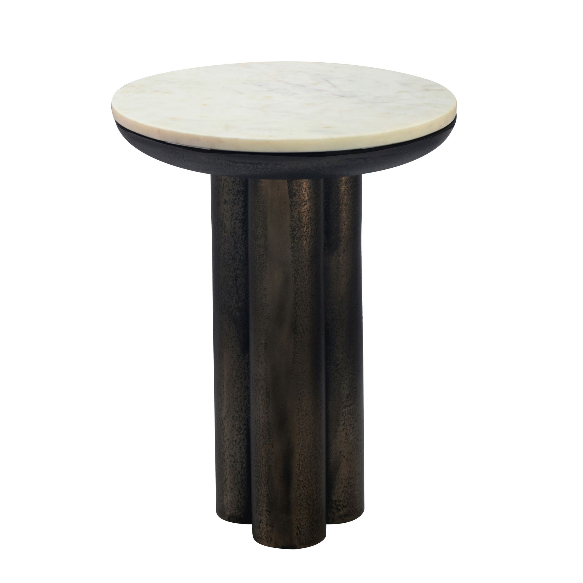 Bijzettafel metaal marmer wit 36 cm