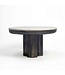 Wohnling Salontafel Metaal met wit Marmer Tafelblad 60cm Rond - Design Woonkamertafel Aluminium - Alu Loungetafel Zuilpoot - Moderne Bijzettafel Banktafel - Elegante Koffietafel Handgemaakt