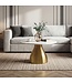 Wohnling Salontafel Metaal met wit Marmer Tafelblad 60cm Rond - Moderne Woonkamertafel Aluminium Goud - Design Sofatafel Alu - Loungtafel Ribbeloptiek - Elegante Bijzettafel Handgemaakt
