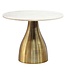 Wohnling Salontafel Metaal met wit Marmer Tafelblad 60cm Rond - Moderne Woonkamertafel Aluminium Goud - Design Sofatafel Alu - Loungtafel Ribbeloptiek - Elegante Bijzettafel Handgemaakt