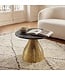 Wohnling Salontafel Metaal met zwart Marmer Tafelblad 60cm Rond - Moderne Woonkamertafel Aluminium Goud - Design Sofatafel Alu - Loungtafel Ribbeloptiek - Elegante Bijzettafel Handgemaakt