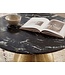 Wohnling Salontafel Metaal met zwart Marmer Tafelblad 60cm Rond - Moderne Woonkamertafel Aluminium Goud - Design Sofatafel Alu - Loungtafel Ribbeloptiek - Elegante Bijzettafel Handgemaakt