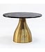 Wohnling Salontafel Metaal met zwart Marmer Tafelblad 60cm Rond - Moderne Woonkamertafel Aluminium Goud - Design Sofatafel Alu - Loungtafel Ribbeloptiek - Elegante Bijzettafel Handgemaakt