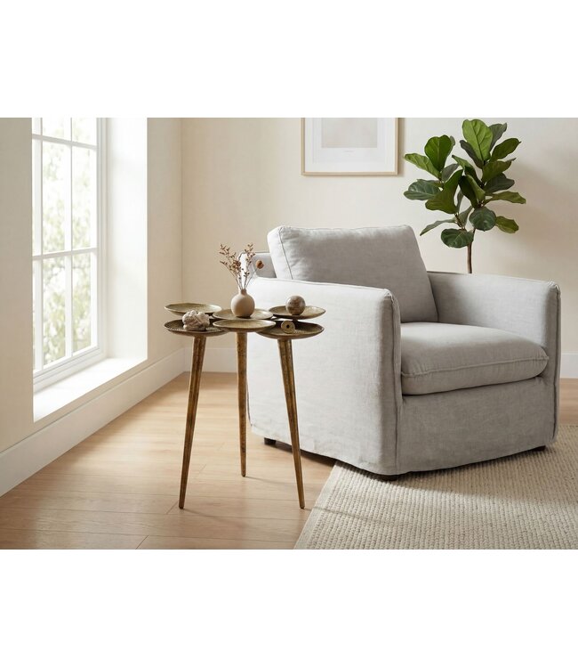Wohnling Bijzettafel Aluminium 46cm Goud - Salontafel klein rond - Sofatafel modern - Woonkamertafel Metaal - Design Tafel Opbergtafel Handgemaakt