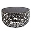 Wohnling Salontafel Aluminium Glas 60cm Zwart - Ronde Woonkamertafel Metaal - Design Sofatafel - Moderne Loungetafel Rasteroptiek - Bijzettafel Woonkamer Handgemaakt