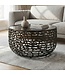 Wohnling Salontafel Aluminium Glas 60cm Zwart - Ronde Woonkamertafel Metaal - Design Sofatafel - Moderne Loungetafel Rasteroptiek - Bijzettafel Woonkamer Handgemaakt