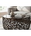 Wohnling Salontafel Aluminium Glas 60cm Zwart - Ronde Woonkamertafel Metaal - Design Sofatafel - Moderne Loungetafel Rasteroptiek - Bijzettafel Woonkamer Handgemaakt