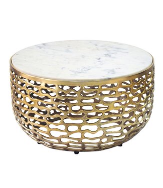 Wohnling Salontafel metaal marmer wit 60 cm rond Wit