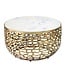 Wohnling Design metalen salontafel goud met wit marmeren tafelblad 60 cm rond - Aluminium woonkamertafel Modern - Loungtafel Alu bijzettafel Woonkamer Handgemaakt
