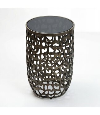 Wohnling Bijzettafel glas aluminium zwart 30 cm - WL7.523