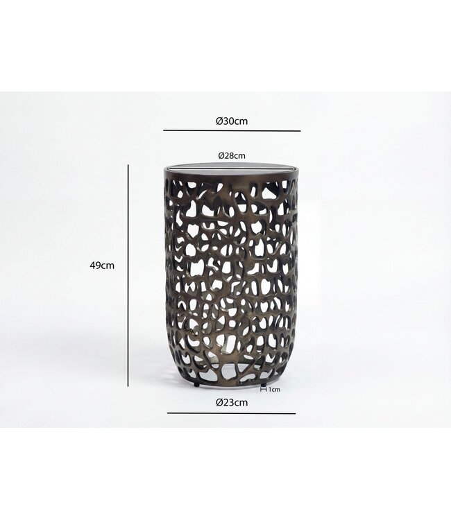 Wohnling Bijzettafel Glas Aluminium 30cm Zwart Rond - Moderne Aanrechttafel Metaal - Design Salontafel Aluminium - Loungtafel Koffietafel Alu - Kleine Woonkamertafel Handgemaakt