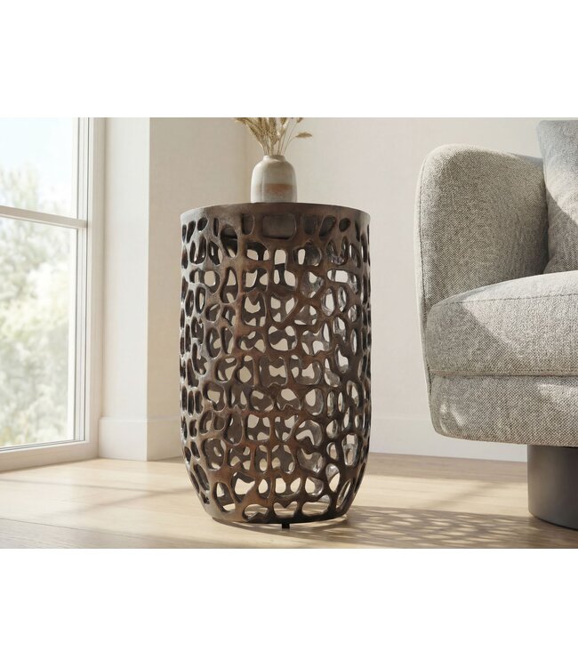 Wohnling Bijzettafel Glas Aluminium 30cm Zwart Rond - Moderne Aanrechttafel Metaal - Design Salontafel Aluminium - Loungtafel Koffietafel Alu - Kleine Woonkamertafel Handgemaakt