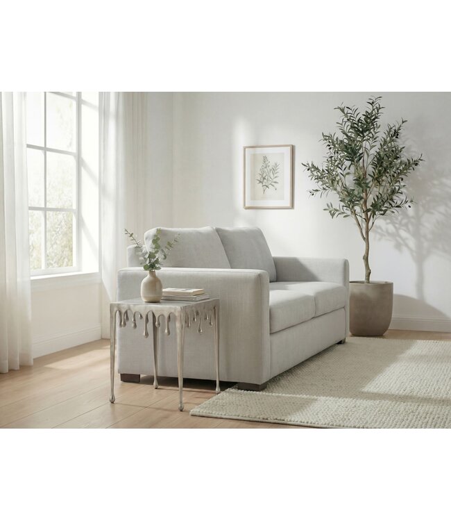 Wohnling Bijzettafel Zilver 45,5cm Aluminium Tafel Vierkant - Design Aanbouwtafel Alu Modern Drops - Salontafel Metaal Druppels - Metalen Decoratietafel Couchtafel Handgemaakt