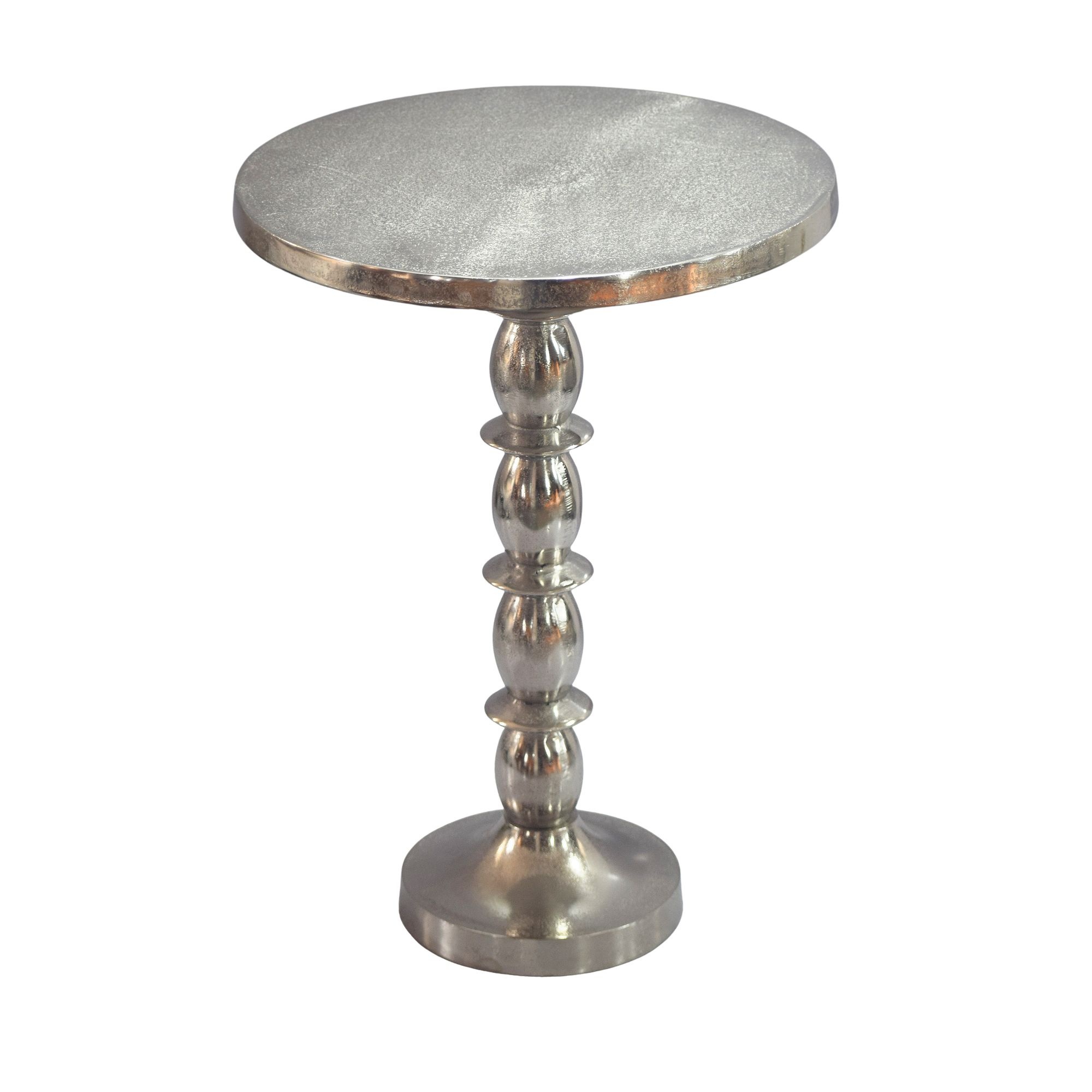 Bijzettafel zilver rond 40x56x40 cm