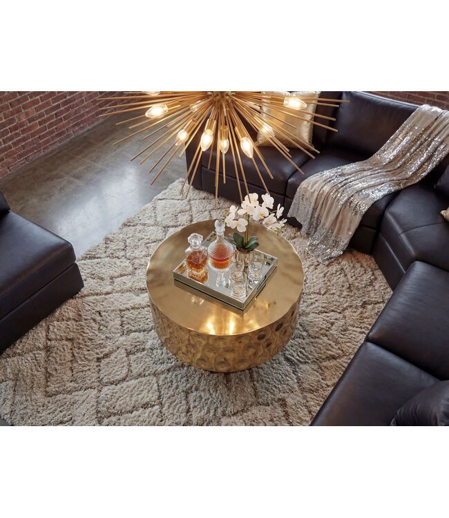 Wohnling Salontafel Aluminium Rond 60cm Goud - Design Woonkamertafel - Moderne Loungetafel - Banktafel Trommelvorm - Bijzettafel Woonkamer Handgemaakt