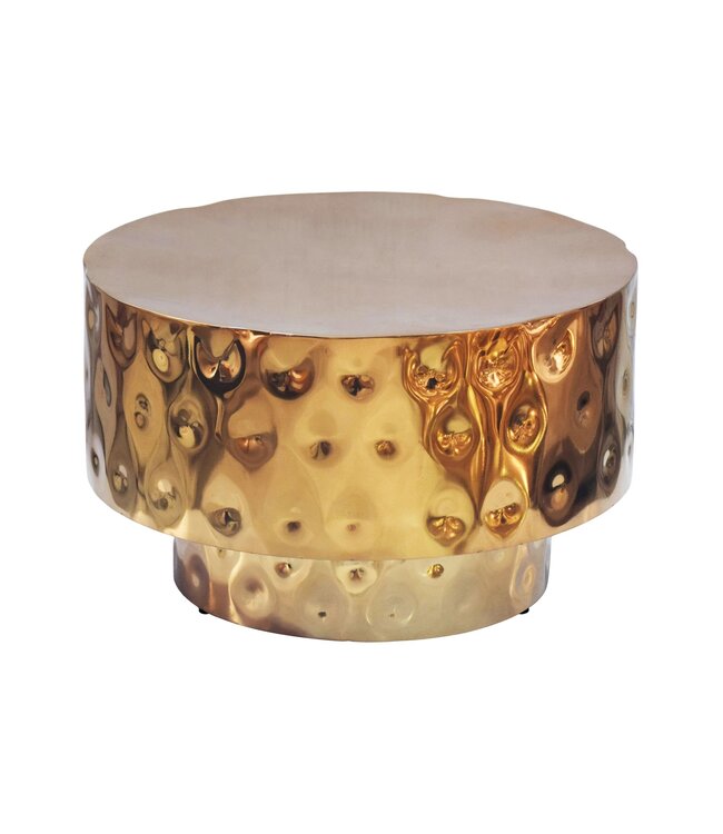 Wohnling Salontafel Aluminium Rond 60cm Goud - Design Woonkamertafel - Moderne Loungetafel - Banktafel Trommelvorm - Bijzettafel Woonkamer Handgemaakt