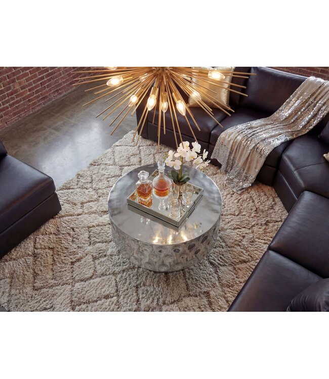 Wohnling Salontafel Aluminium Rond 60cm Zilver - Design Woonkamertafel - Moderne Loungetafel - Banktafel Trommelvorm - Bijzettafel Woonkamer Handgemaakt