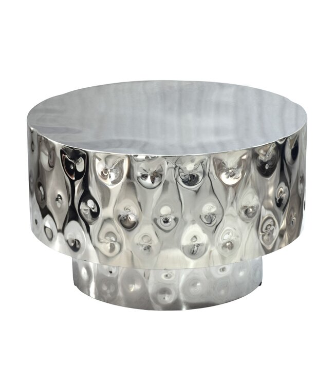 Wohnling Salontafel Aluminium Rond 60cm Zilver - Design Woonkamertafel - Moderne Loungetafel - Banktafel Trommelvorm - Bijzettafel Woonkamer Handgemaakt