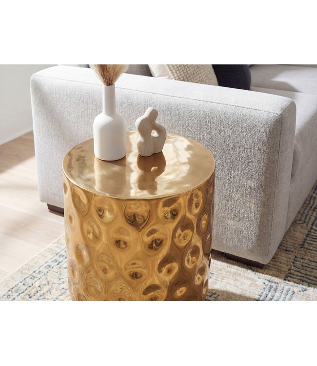 Wohnling Bijzettafel Aluminium 36cm Goud Rond - Design Aanrechttafel Metaal - Loungtafel Alu - Moderne Salontafel - Kleine Couchtafel Woonkamertafel Handgemaakt