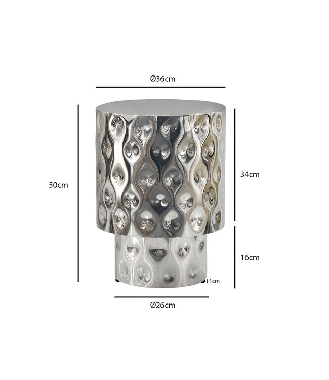 Wohnling Bijzettafel Aluminium 36cm Zilver Rond - Design bijzettafel Metaal - Loungtafel Alu - Moderne Salontafel - Kleine Woonkamertafel Handgemaakt