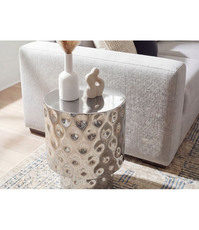 Wohnling Bijzettafel Aluminium 36cm Zilver Rond - Design bijzettafel Metaal - Loungtafel Alu - Moderne Salontafel - Kleine Woonkamertafel Handgemaakt