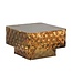 Wohnling Salontafel Aluminium Vierkant 60cm Goud - Design Woonkamertafel Gehamerd - Moderne Loungtafel - Banktafel Hamerslag - Bijzettafel Woonkamer Handgemaakt