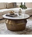 Wohnling Salontafel 60cm Aluminium met wit marmeren tafelblad - Ronde woonkamertafel - Design banktafel - Moderne loungetafel - Elegante bijzettafel woonkamer Handgemaakt