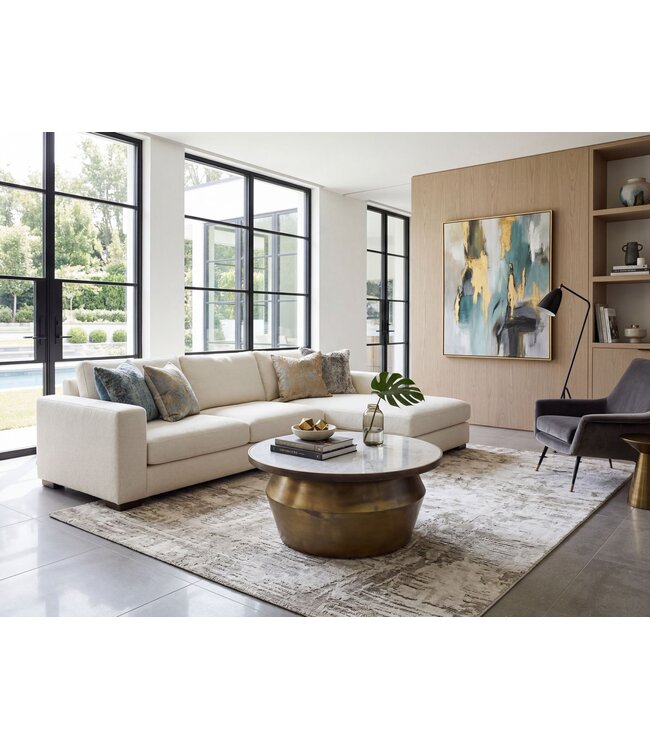 Wohnling Salontafel 60cm Aluminium met wit marmeren tafelblad - Ronde woonkamertafel - Design banktafel - Moderne loungetafel - Elegante bijzettafel woonkamer Handgemaakt