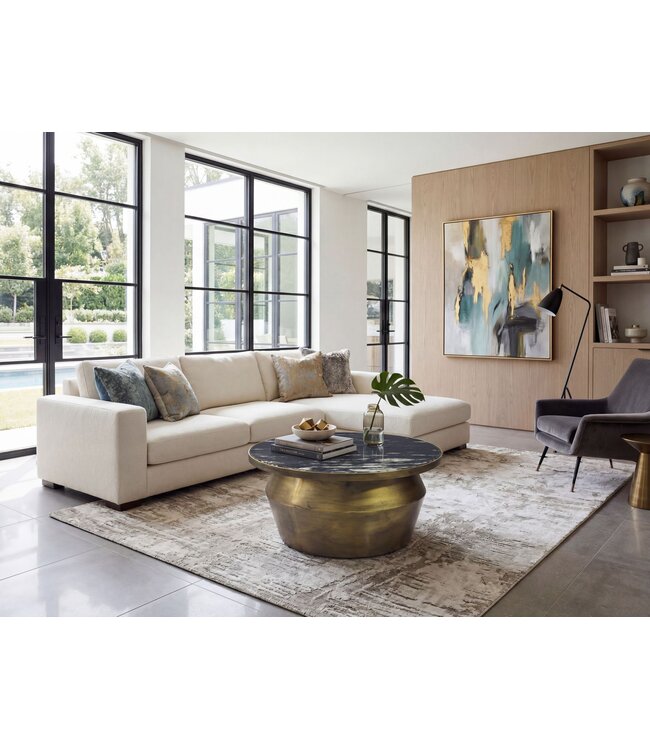 Wohnling Salontafel 60cm Aluminium met zwart marmeren tafelblad - Ronde woonkamertafel - Design banktafel - Moderne loungetafel - Elegante bijzettafel woonkamer Handgemaakt
