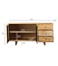 Wohnling Design Dressoir Acacia Massief Hout 150 cm met 2 Deuren & 3 Lades - Massieve Houten Commode met Geometrisch Front Handgemaakt - Echt Houten Dressoir