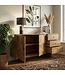 Wohnling Design Dressoir Acacia Massief Hout 150 cm met 2 Deuren & 3 Lades - Massieve Houten Commode met Geometrisch Front Handgemaakt - Echt Houten Dressoir