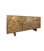 Wohnling Design Dressoir Acacia Massief Hout 150 cm met 2 Deuren & 3 Lades - Massieve Houten Commode met Geometrisch Front Handgemaakt - Echt Houten Dressoir