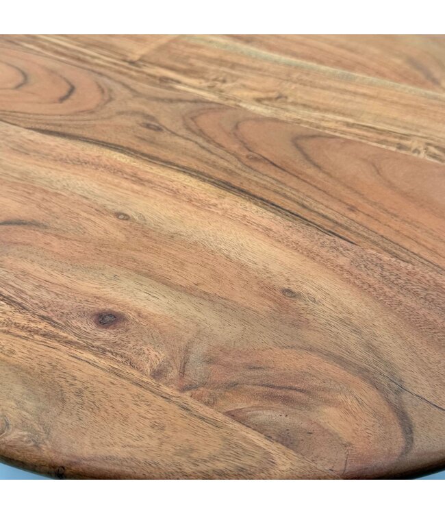 Wohnling Salontafel Rond 60cm Woonkamertafel Acacia Massief Hout - Sofatafel Hout Modern - Design Loungtafel Bijzettafel Woonkamer Handgemaakt