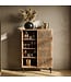 Wohnling Huisbar Mango Massief Hout 80x123cm Barkast met Schuifdeur in Rasterdesign - Barkast Wijnopslag - Drankenkast met Metalen Poten en Wijnrek Handgemaakt