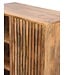 Wohnling Huisbar Mango Massief Hout 80x123cm Barkast met Schuifdeur in Rasterdesign - Barkast Wijnopslag - Drankenkast met Metalen Poten en Wijnrek Handgemaakt