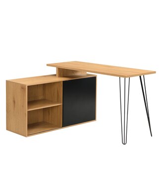 Wohnling Bureau zwart L-vorm 130 cm breed - WL7.631