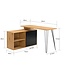 Wohnling Bureau MDF 130cm Eiken Decor Zwart L-vorm met Plank - Design Hoekbureau met Kast - Computertafel Houtlook - Bureaucombinatie Schuifdeur Opbergruimte Hairpin Homeoffice